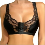 Mrat Clearance Workout Bras for Women Ladies Bra without Wire Wireless Push up Women's Unlined Scoop Neck Bralette Workout Bras for Women Large Lace Size Lingerie Bras Black XL